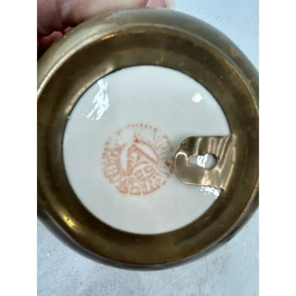 vintage japanese porcelain and brass plate‎ Wall hanging